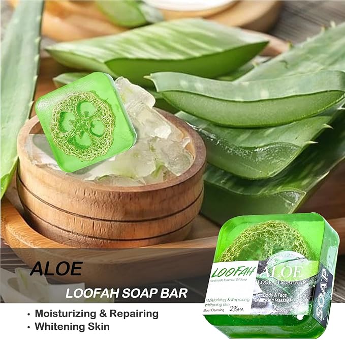 Handmade Kojic Acid Soap with Loofah  Lemon Lavender Rose Turmeric Essential Oil Bath Bar New Design Exfoliating Cleansing